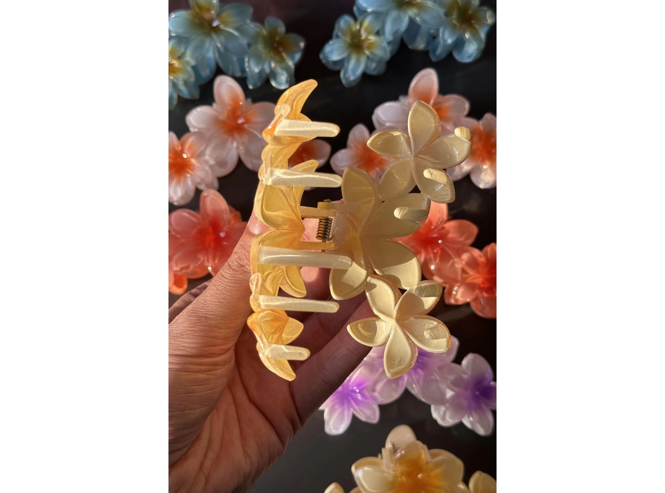 12li Karışık Renk Çiçek Figürlü Mandal Toka Set