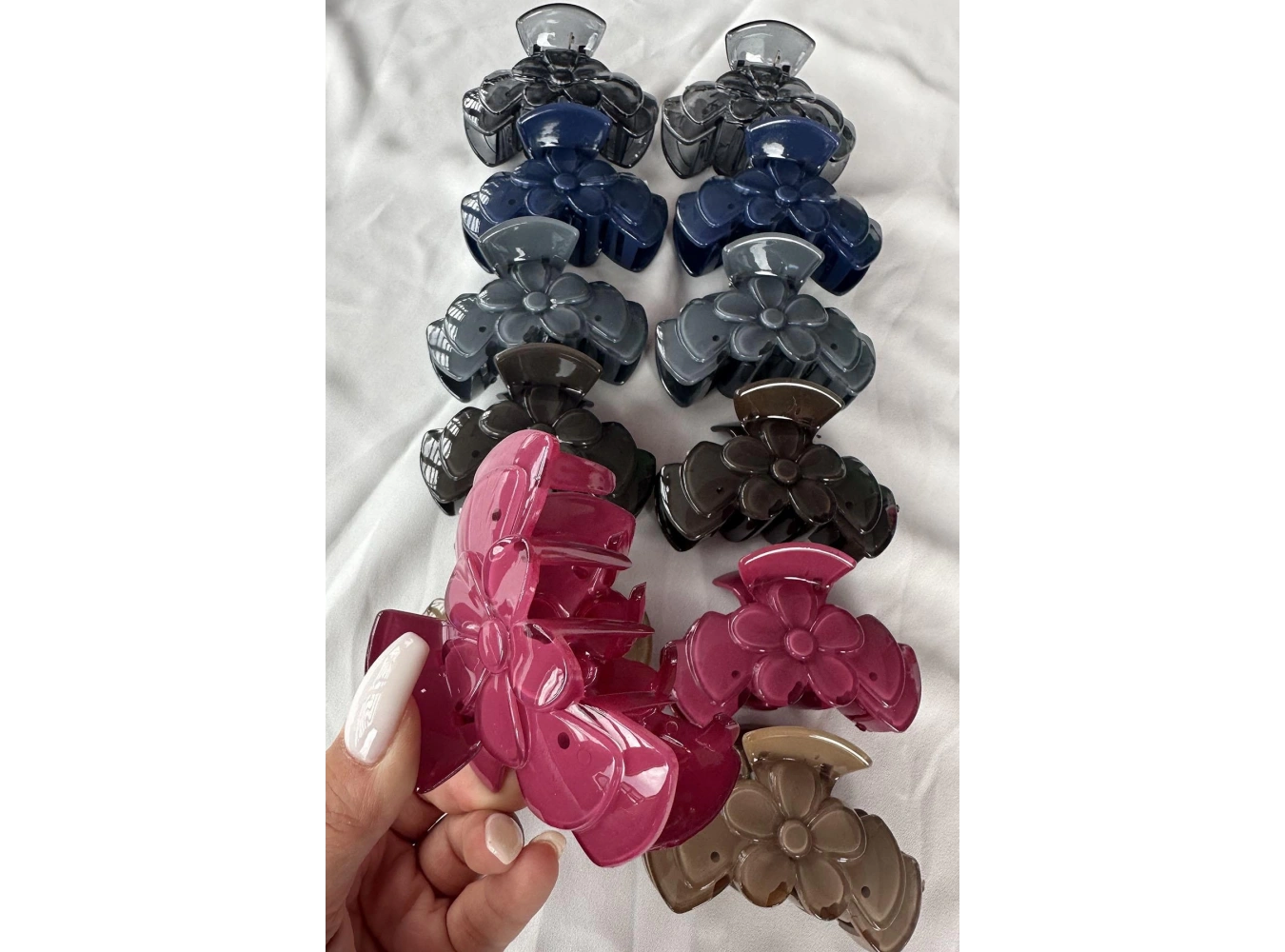 12li Karışık Renk Çiçek Figürlü Mandal Toka Set