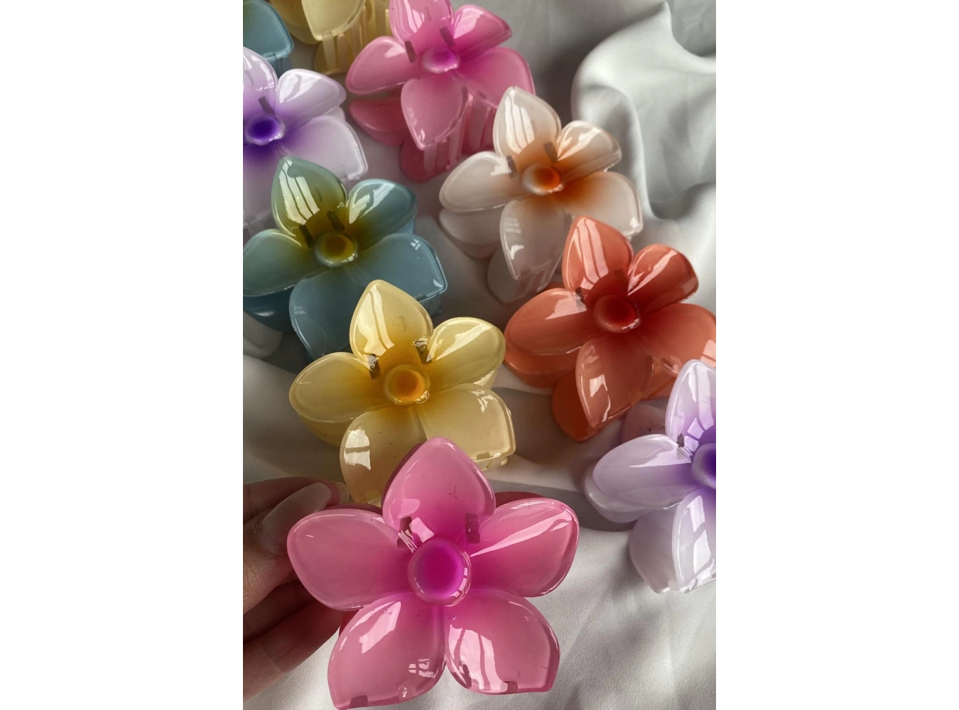 12li Karışık Renk Çiçek Figürlü Mandal Toka Set