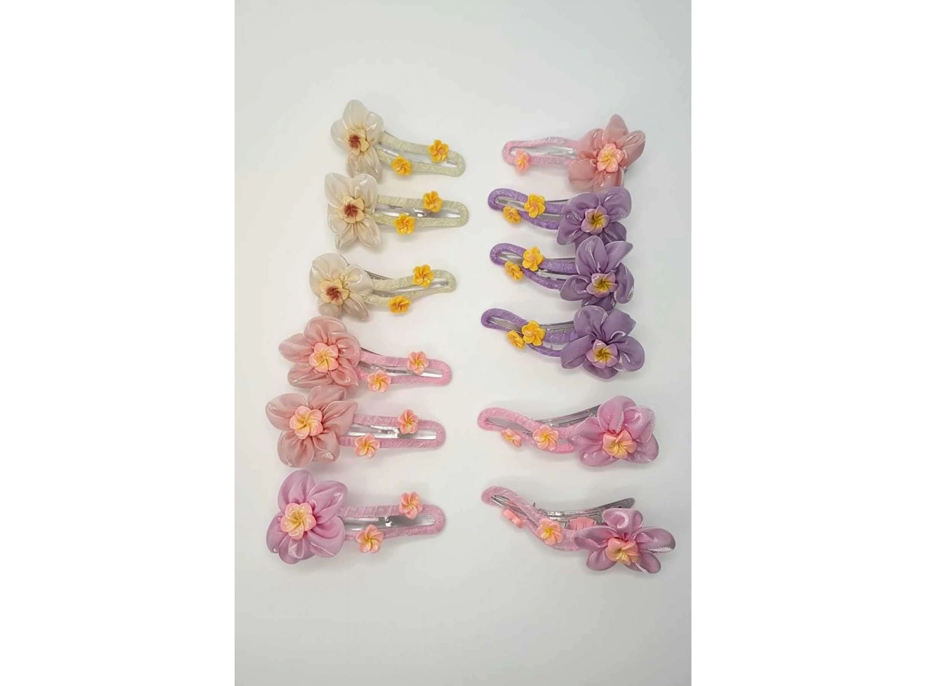 12li Karışık Renk Çiçek Figürlü Pens Toka Set