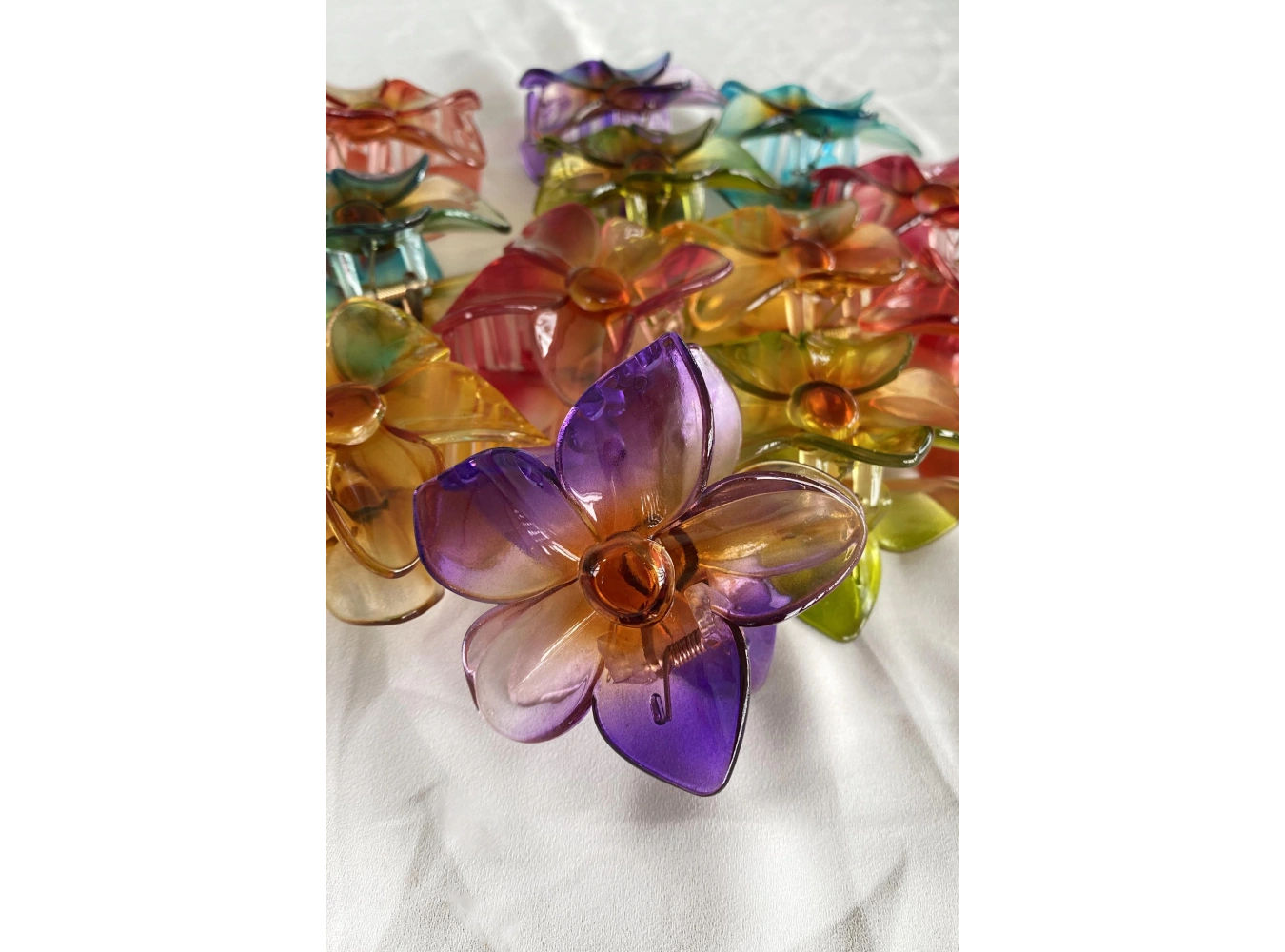 12li Karışık Renk Çiçek Figürlü Toka Set