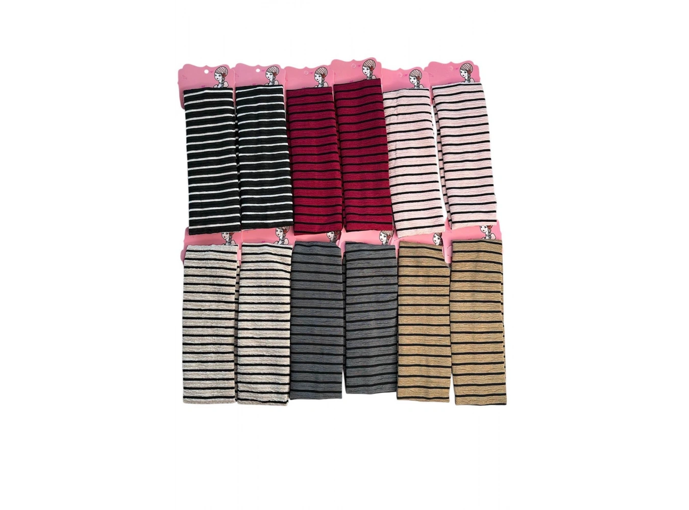 12li Karışık Renk Çizgi Detaylı Saç Bandı