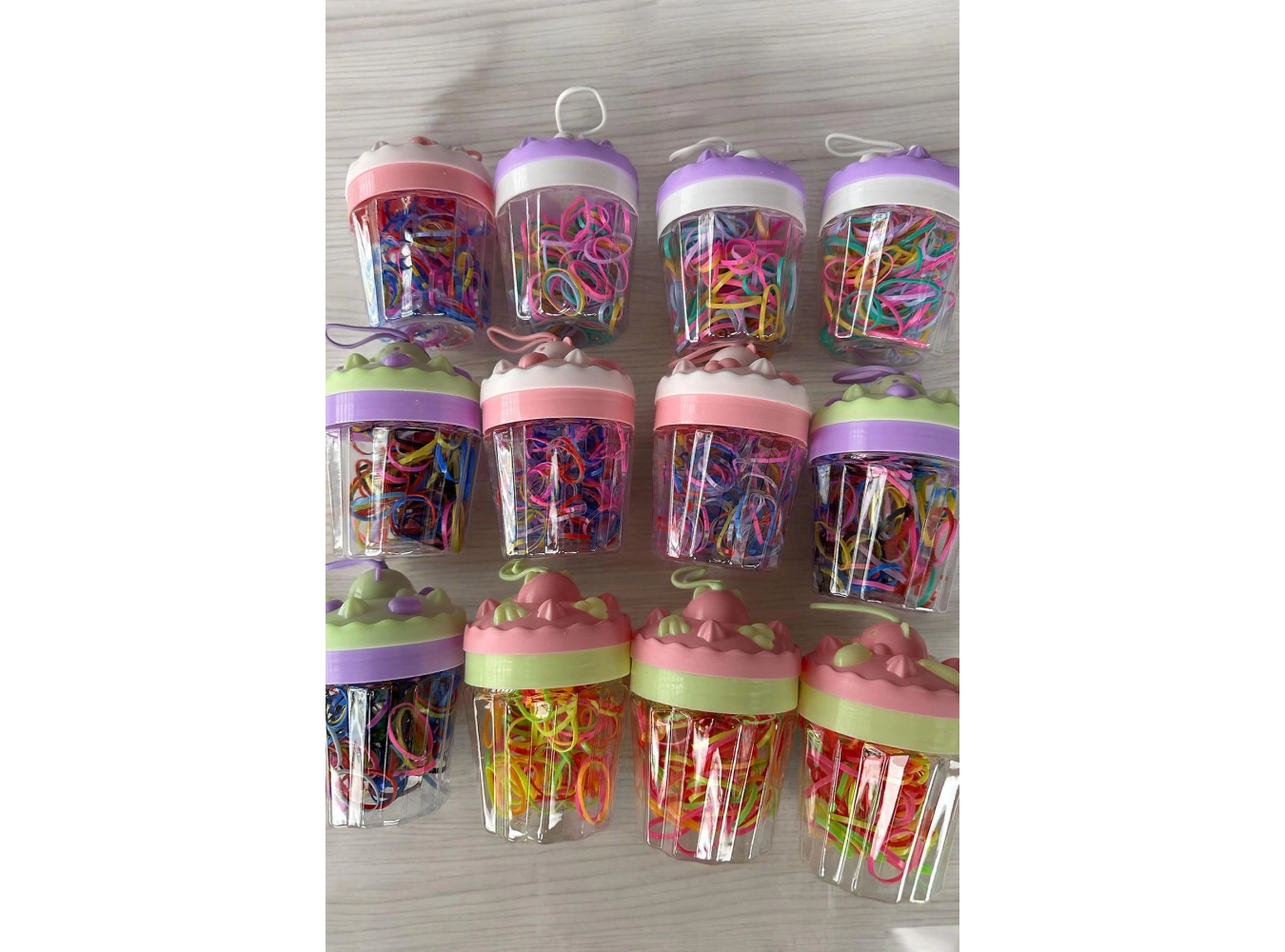 12li Karışık Renk Cupcake Figürlü Perma Lastik Toka Set