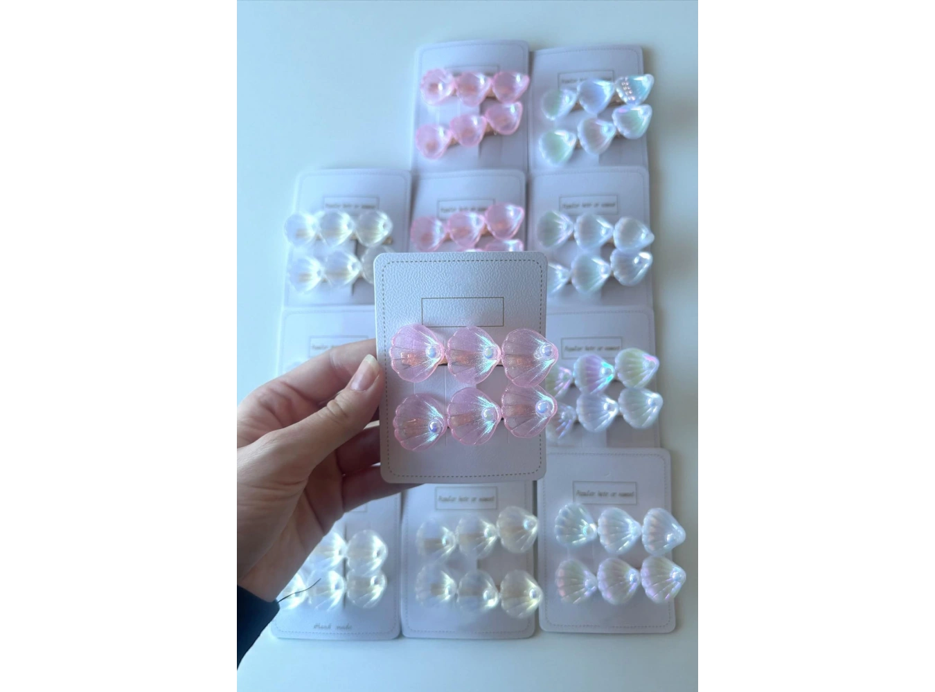 12li Karışık Renk Deniz Kabuğu Ve İnci Detaylı Yan Toka Set