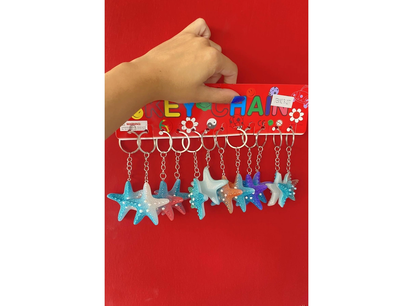 12li Karışık Renk Deniz Yıldızı Figürlü Anahtarlık Set