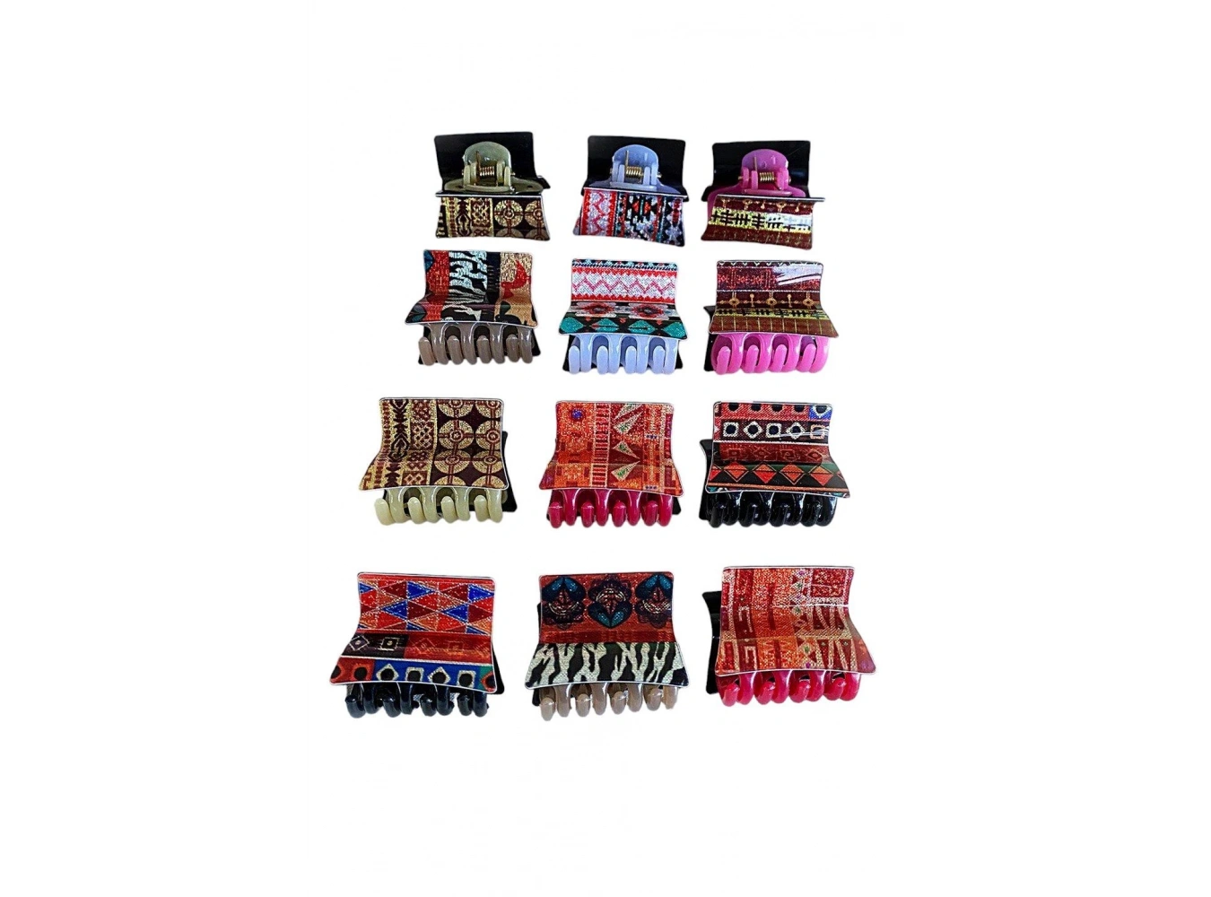 12li Karışık Renk Desenli Mandal Toka Set