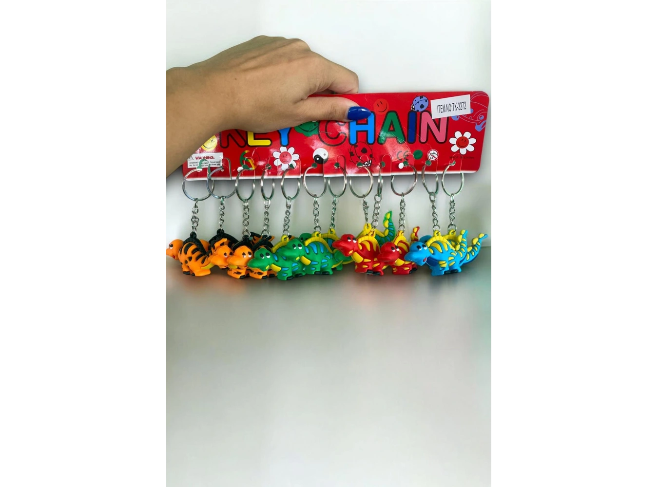 12li Karışık Renk Dinazor Figürlü Anahtarlık Set