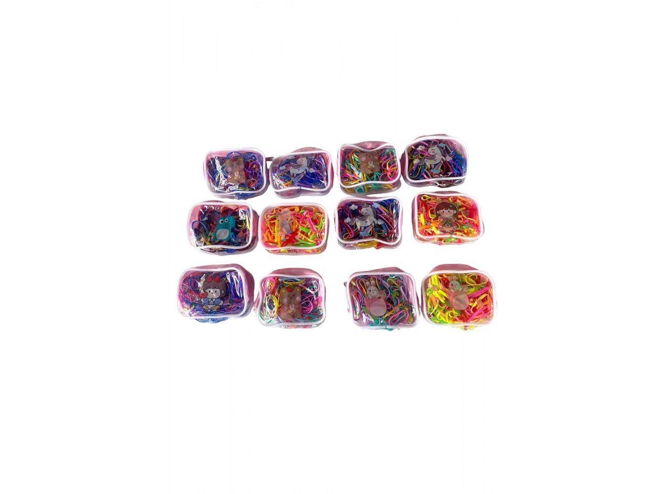 12li Karışık Renk Figürlü Çocuk Perma Lastik Toka