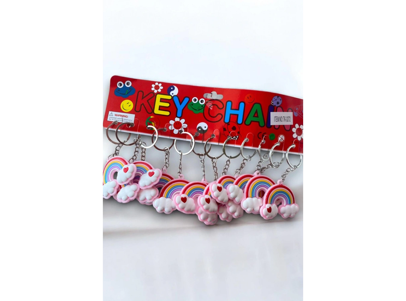 12li Karışık Renk Gökkuşağı Figürlü Anahtarlık Set