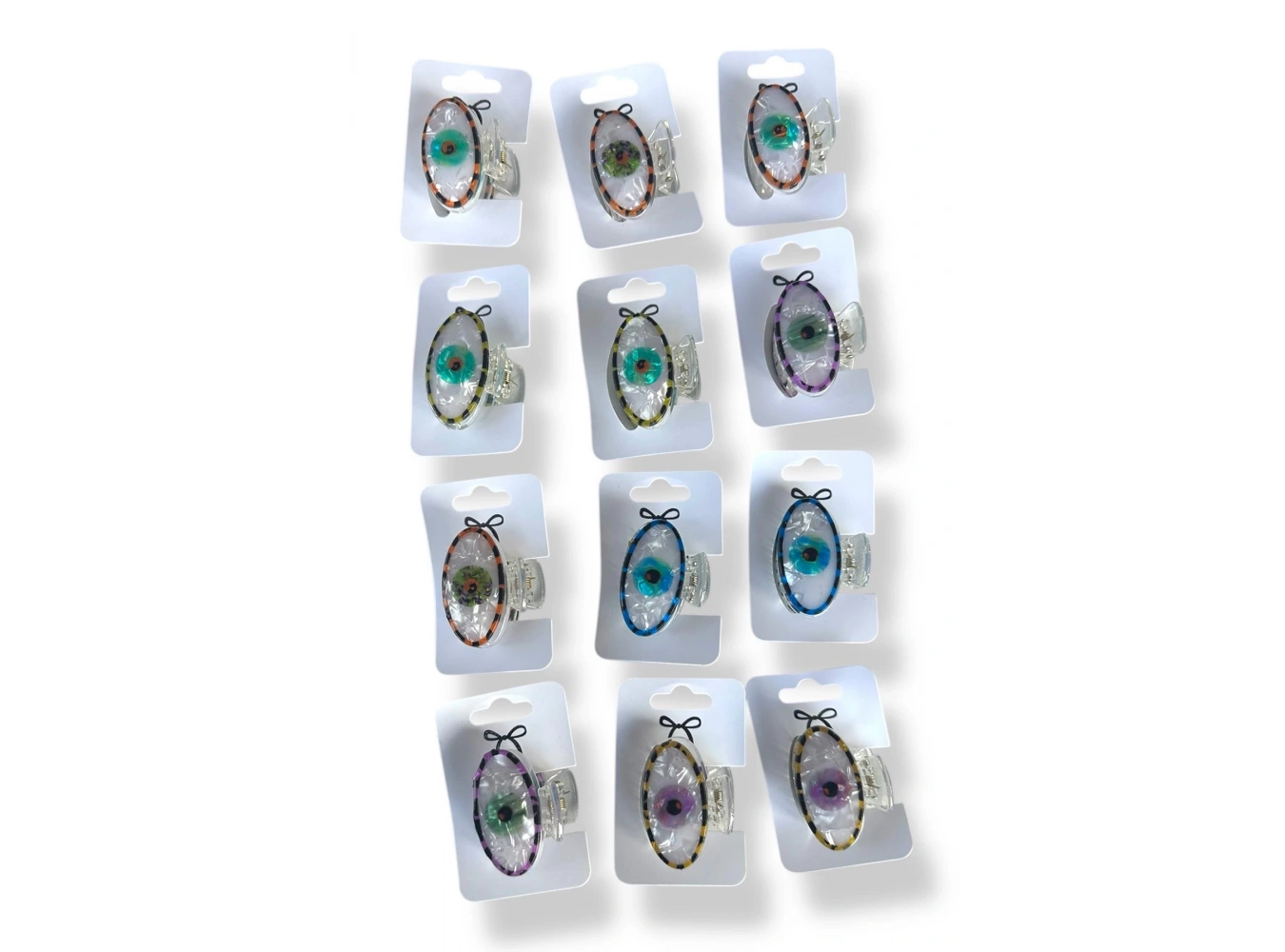 12li Karışık Renk Göz Figürlü Mandal Toka Set