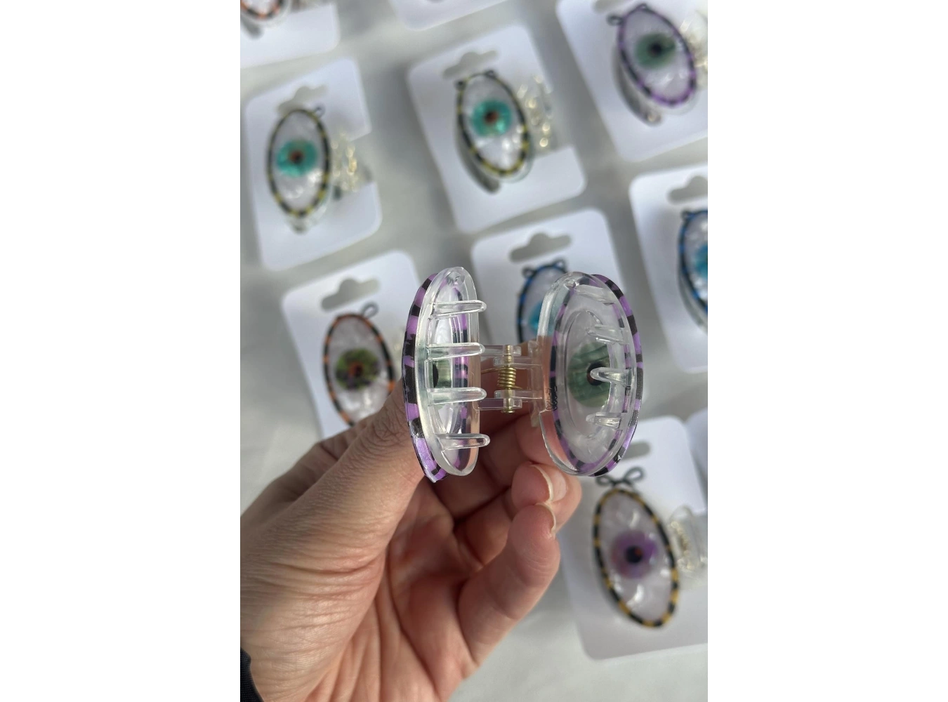 12li Karışık Renk Göz Figürlü Mandal Toka Set