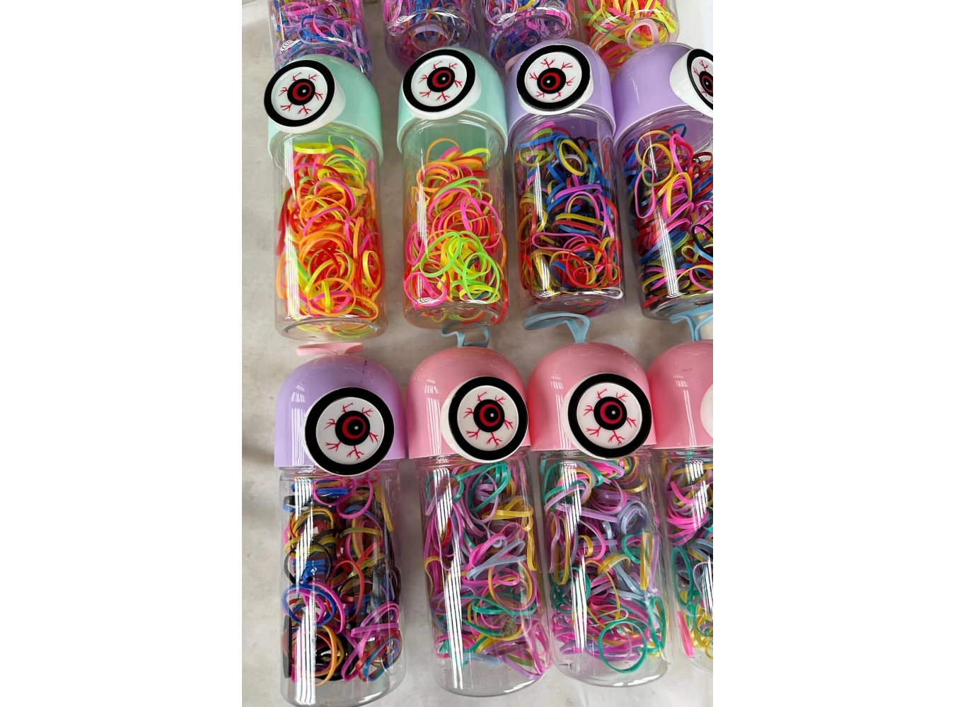 12li Karışık Renk Göz Figürlü Perma Lastik Toka Set