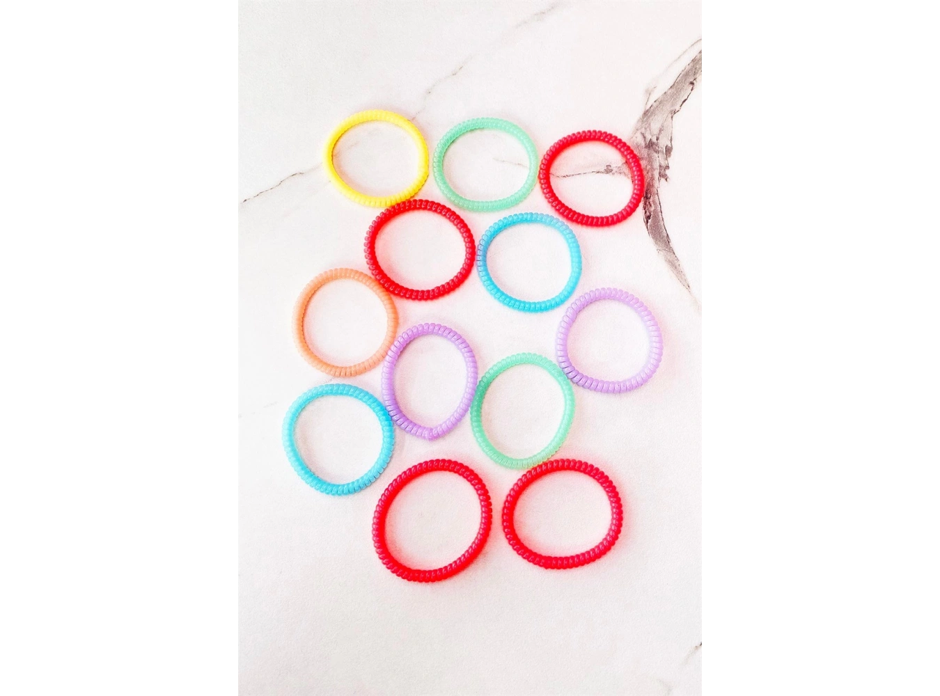 12li Karışık Renk Helezon Lastik Toka Set