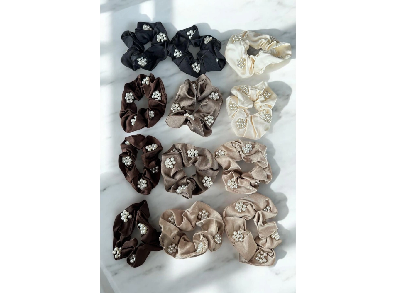 12li Karışık Renk İnci Detaylı Simit Toka Set