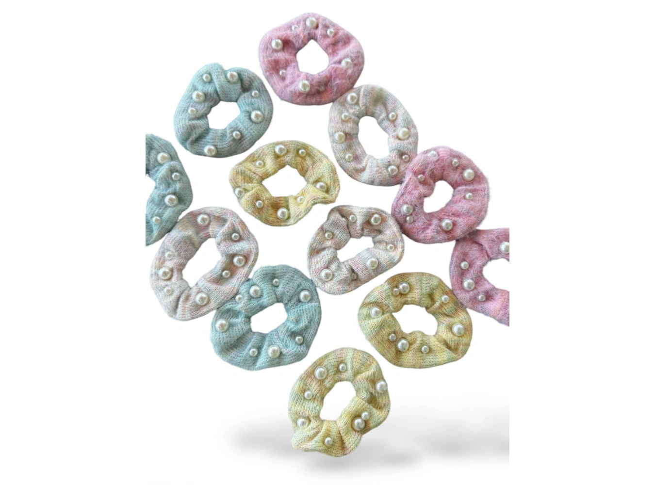 12li Karışık Renk İnci Detaylı Simit Toka Set