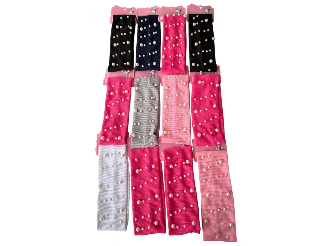 12li Karışık Renk İncili Saç Bandı