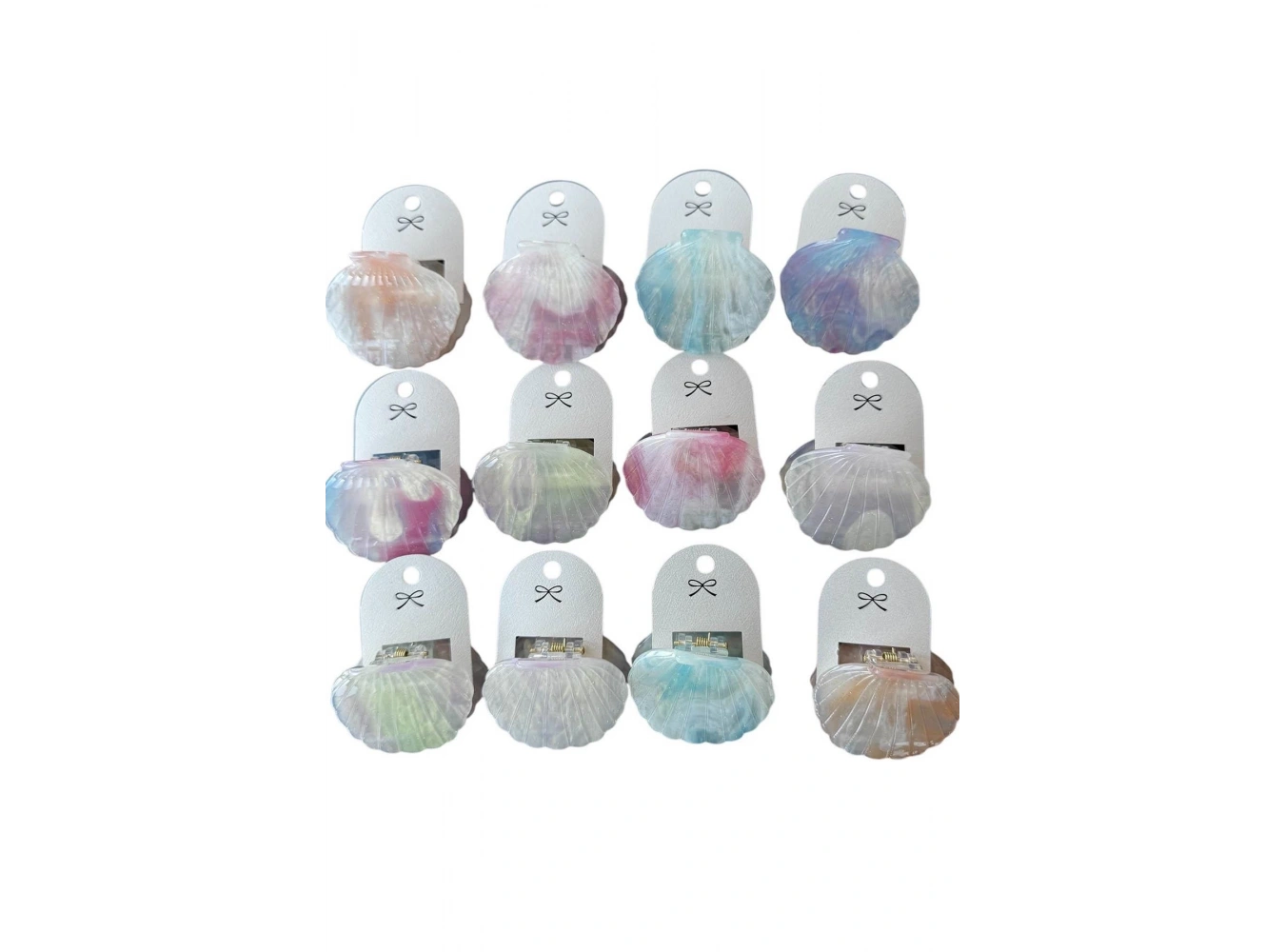 12li Karışık Renk İstiridye Figürlü Mandal Toka Set