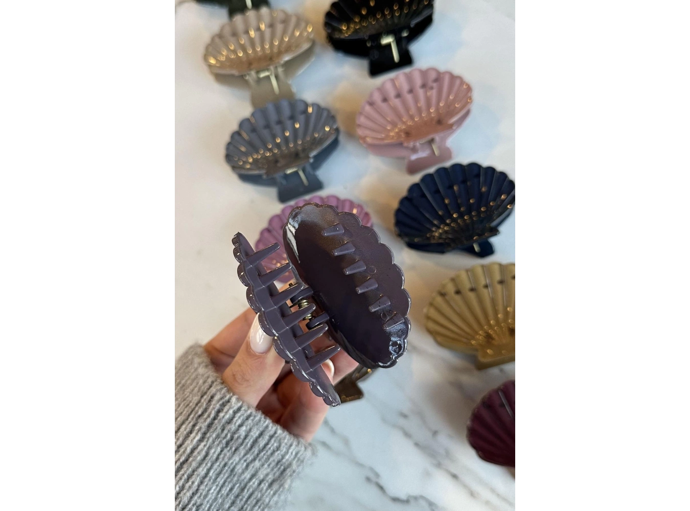 12li Karışık Renk İstiridye Figürlü Mandal Toka Set