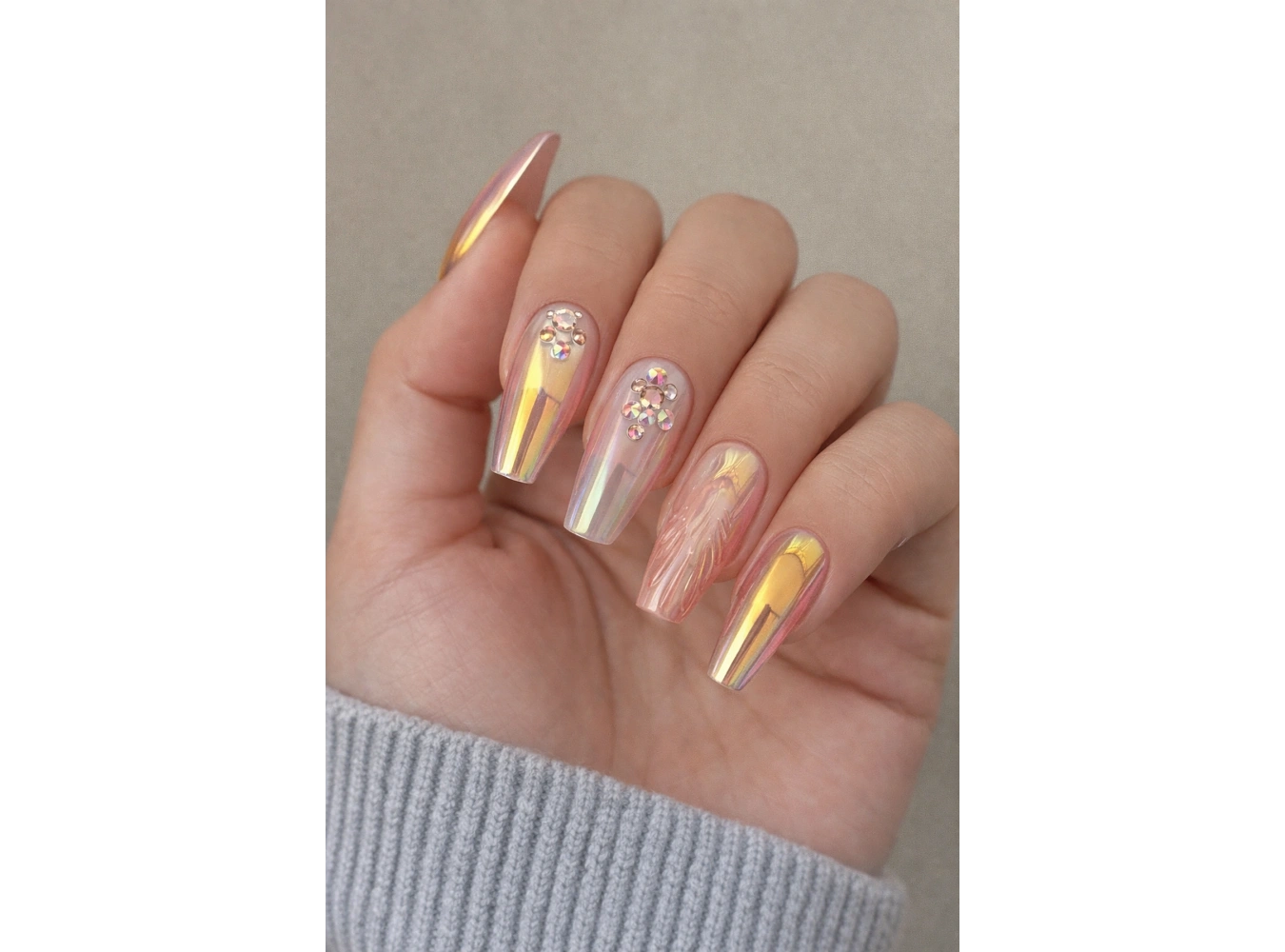 12li Karışık Renk Jel Görünümlü Takma Tırnak (Yapıştırıcılı)