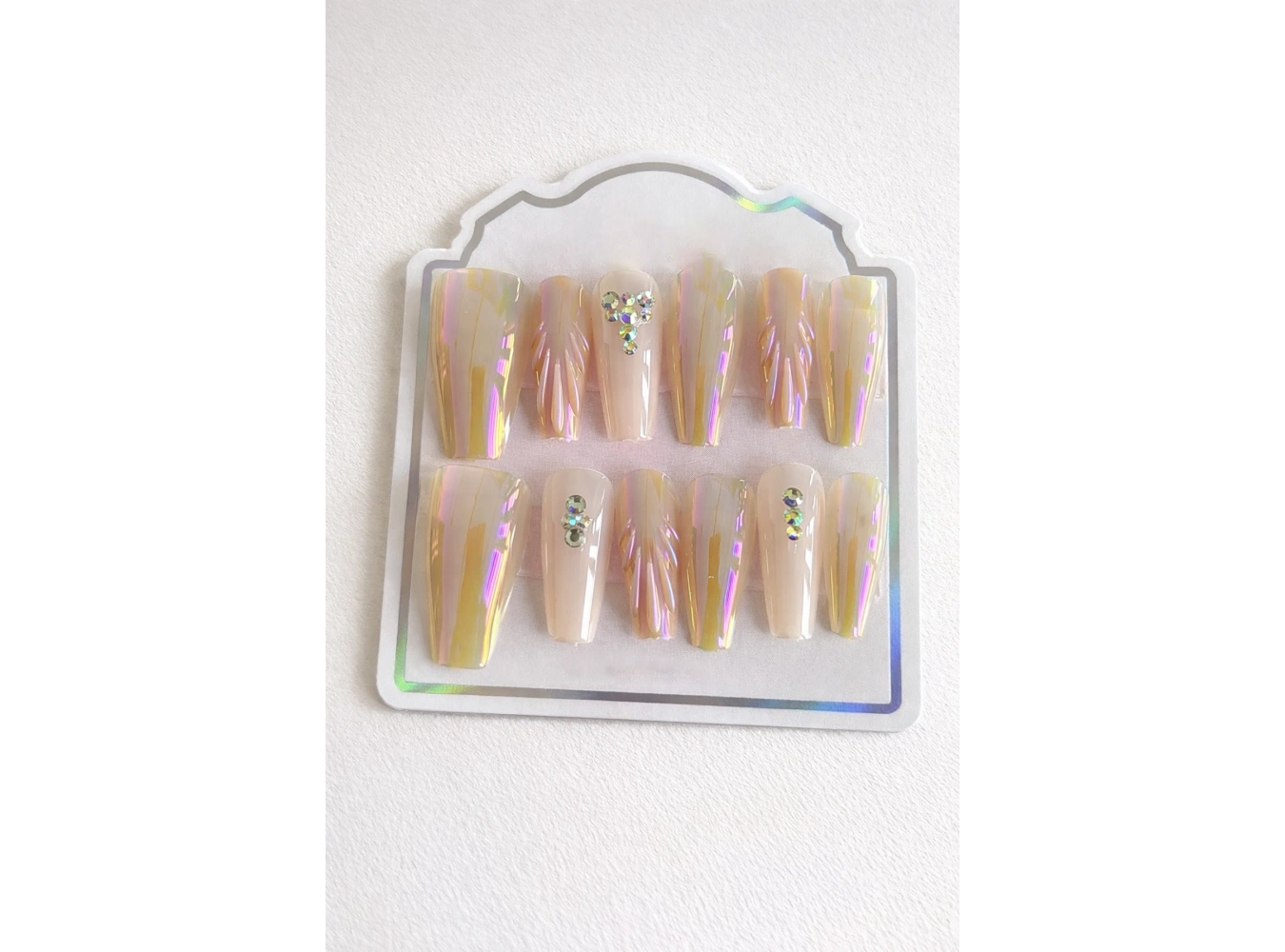 12li Karışık Renk Jel Görünümlü Takma Tırnak (Yapıştırıcılı)