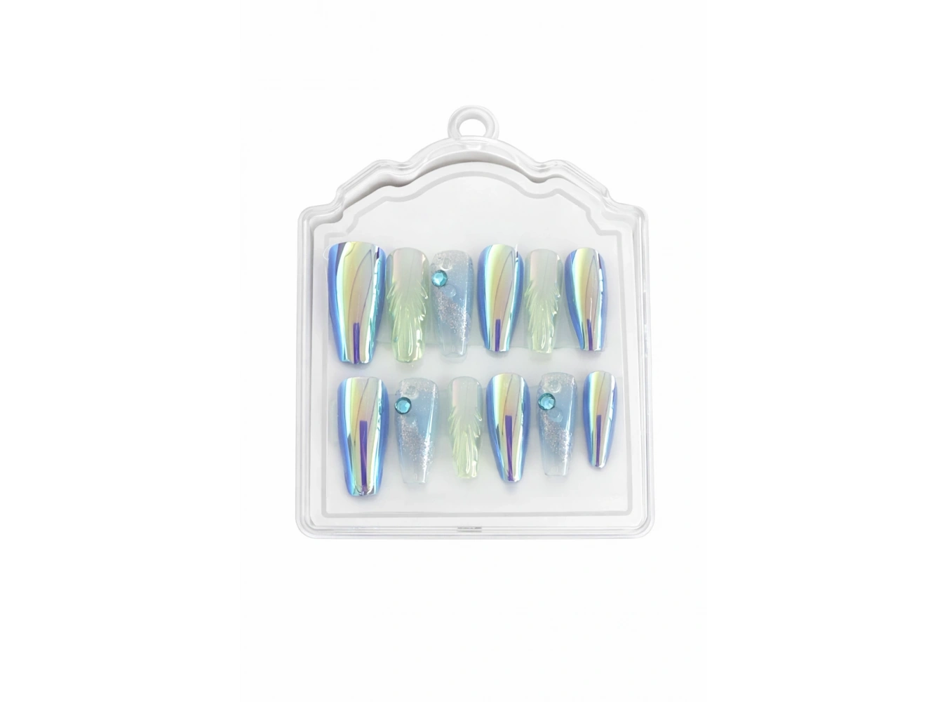 12li Karışık Renk Jel Görünümlü Takma Tırnak (Yapıştırıcılı)