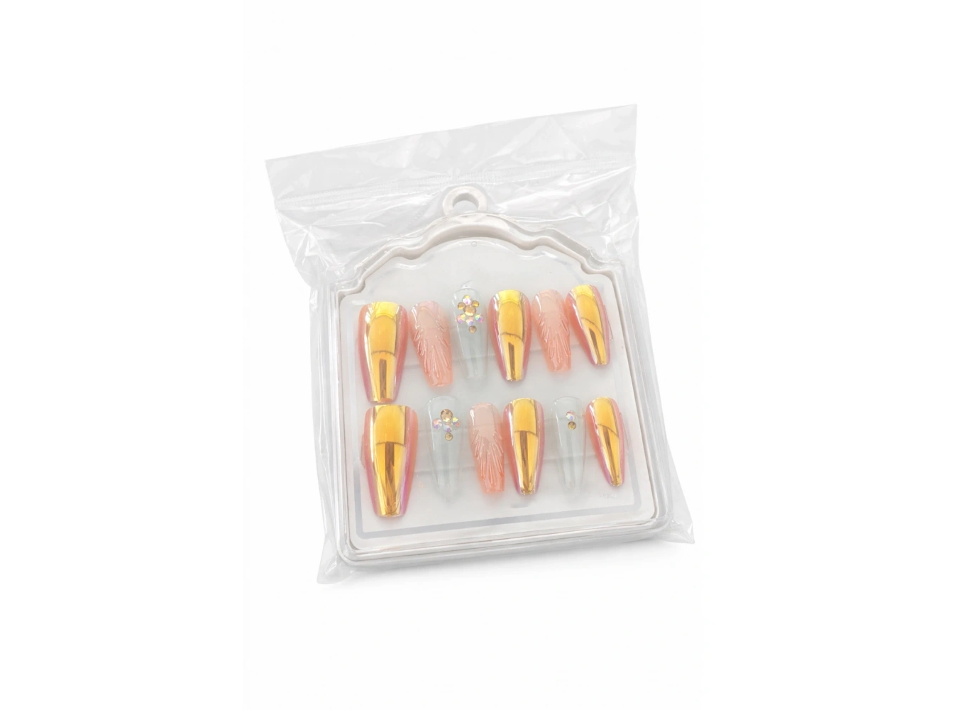 12li Karışık Renk Jel Görünümlü Takma Tırnak (Yapıştırıcılı)