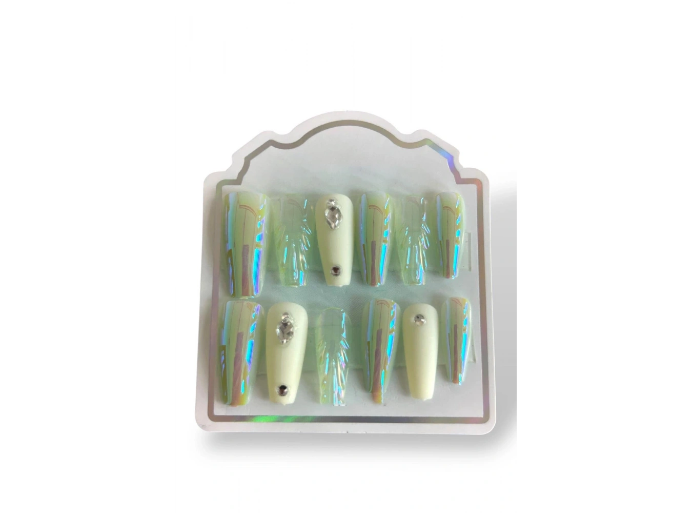 12li Karışık Renk Jel Görünümlü Takma Tırnak (Yapıştırıcılı)