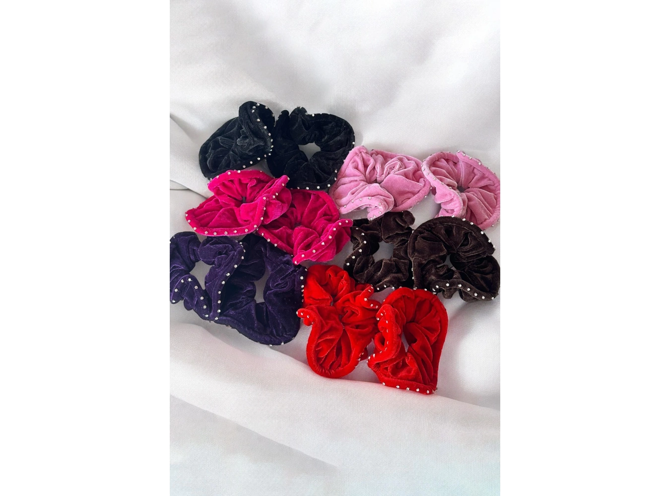 12li Karışık Renk Kadife Simit Toka Set