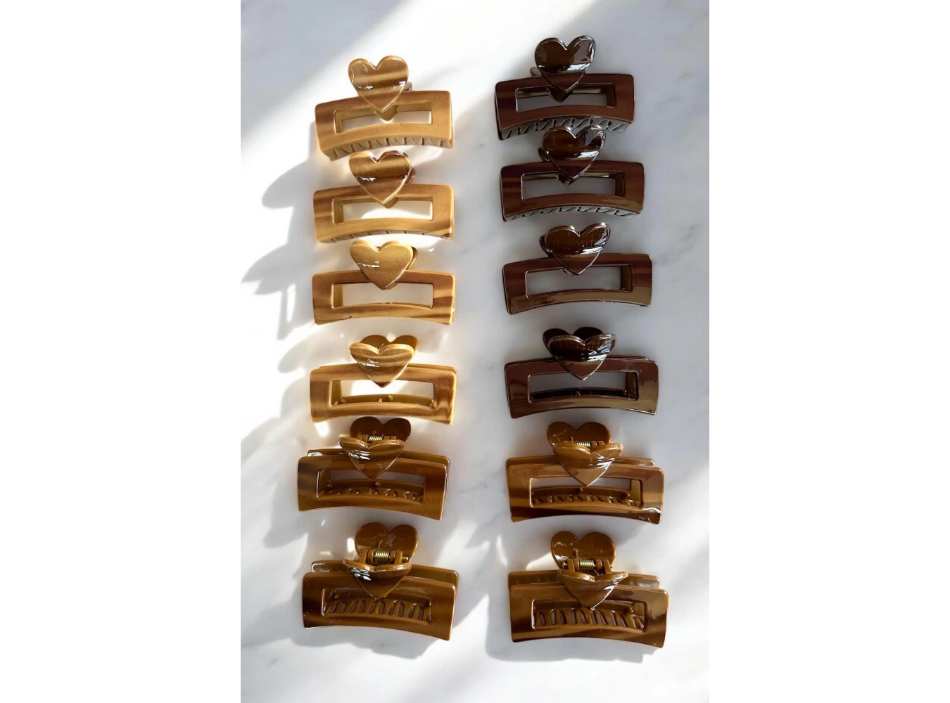 12li Karışık Renk Kalp Figürlü Mandal Toka Set