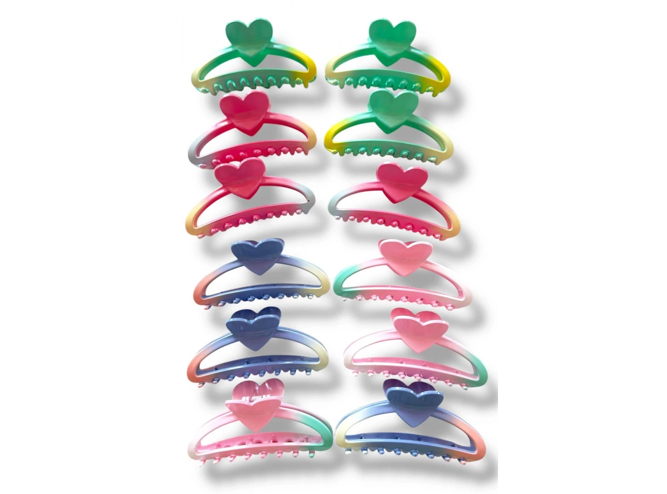 12li Karışık Renk Kalp Figürlü Mandal Toka Set