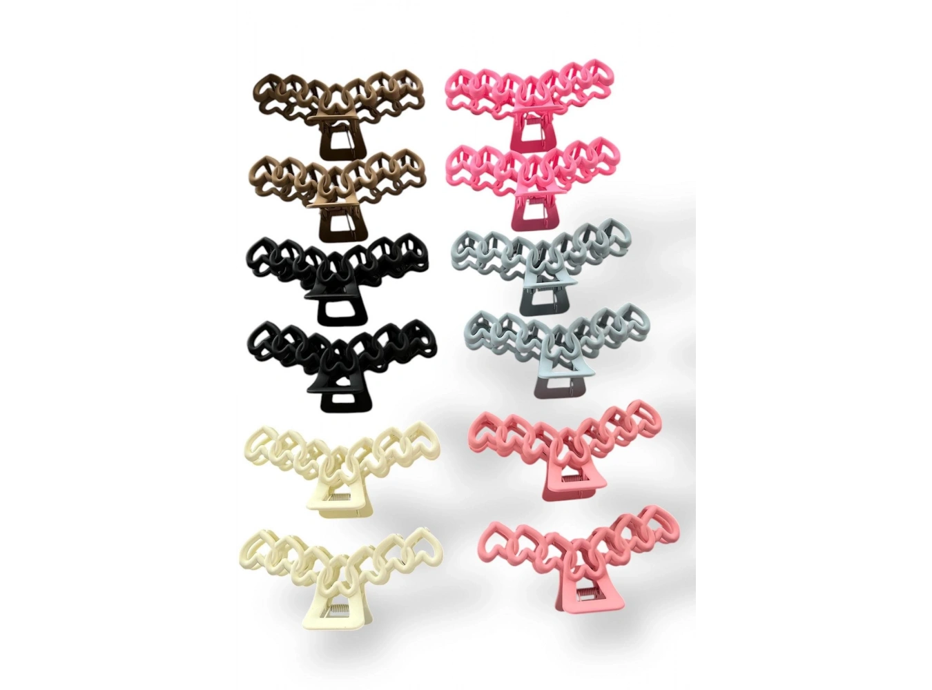 12li Karışık Renk Kalp Figürlü Mandal Toka Set