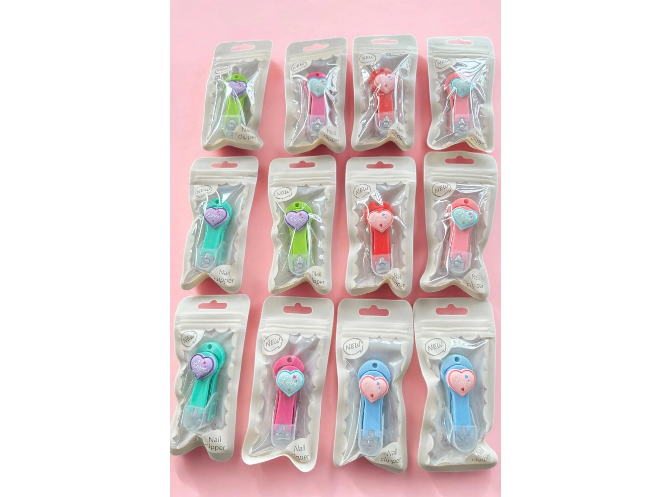 12li Karışık Renk Kalp Figürlü Tırnak Makası Set