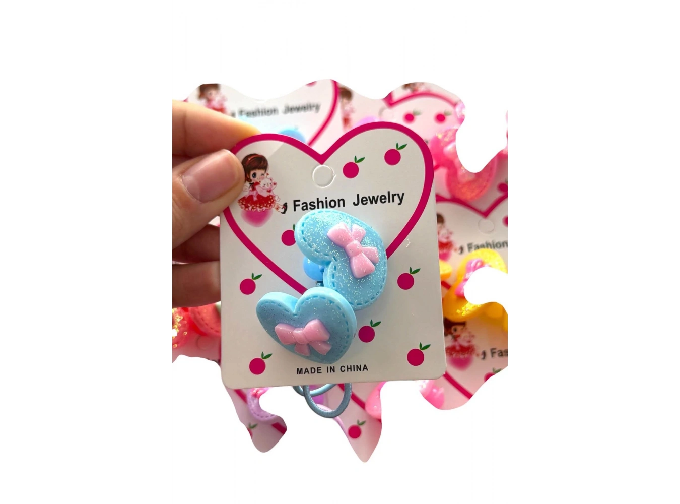 12li Karışık Renk Kalp Ve Kurdele Figürlü Lastik Toka Set