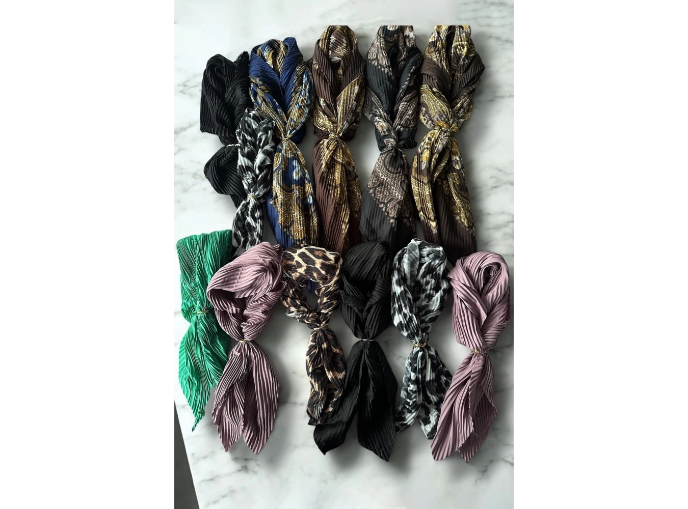 12li Karışık Renk Karışık Desenli Fular