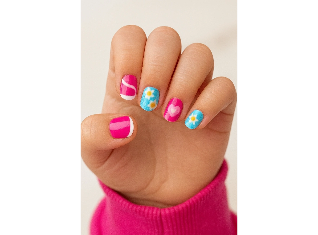 12li Karışık Renk Karışık Figürlü Çocuk Takma Tırnak