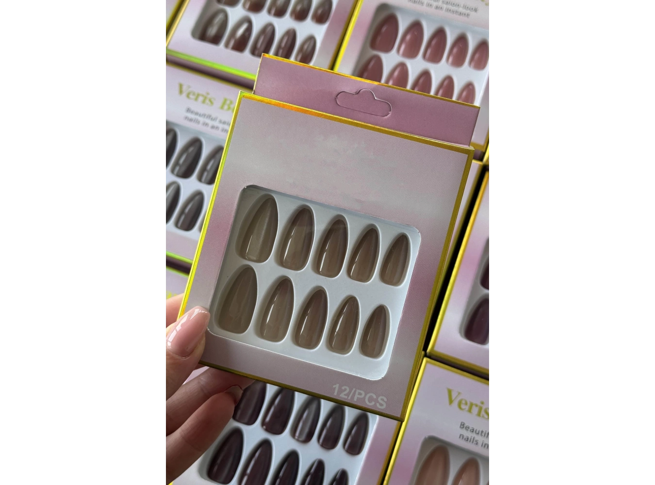 12li Karışık Renk Kedigözü Takma Tırnak Seti