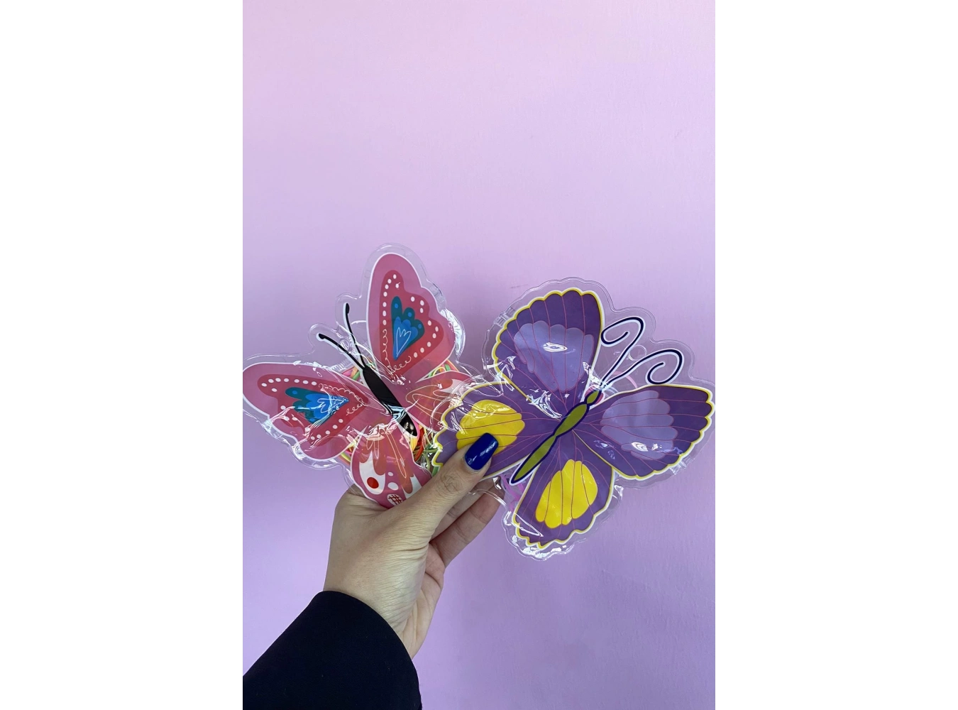 12li Karışık Renk Kelebek Figürlü Lastik Toka Set