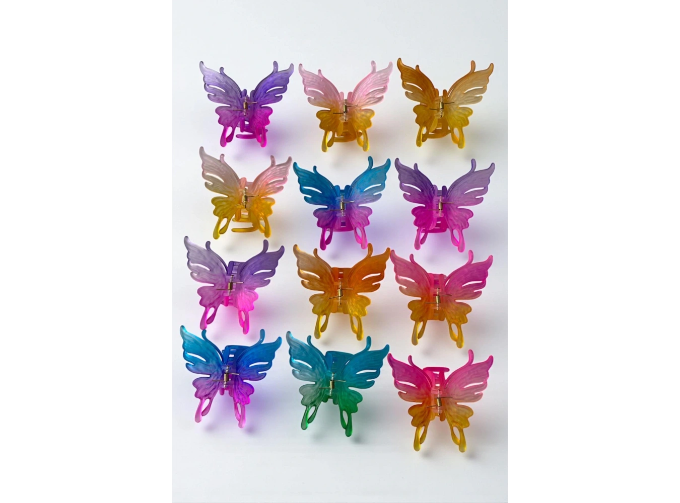 12li Karışık Renk Kelebek Figürlü Mandal Toka Set