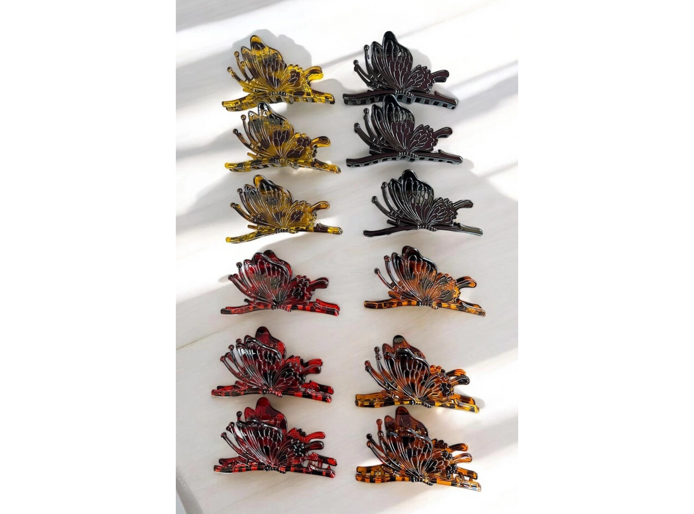 12li Karışık Renk Kelebek Figürlü  Mandal Toka Set