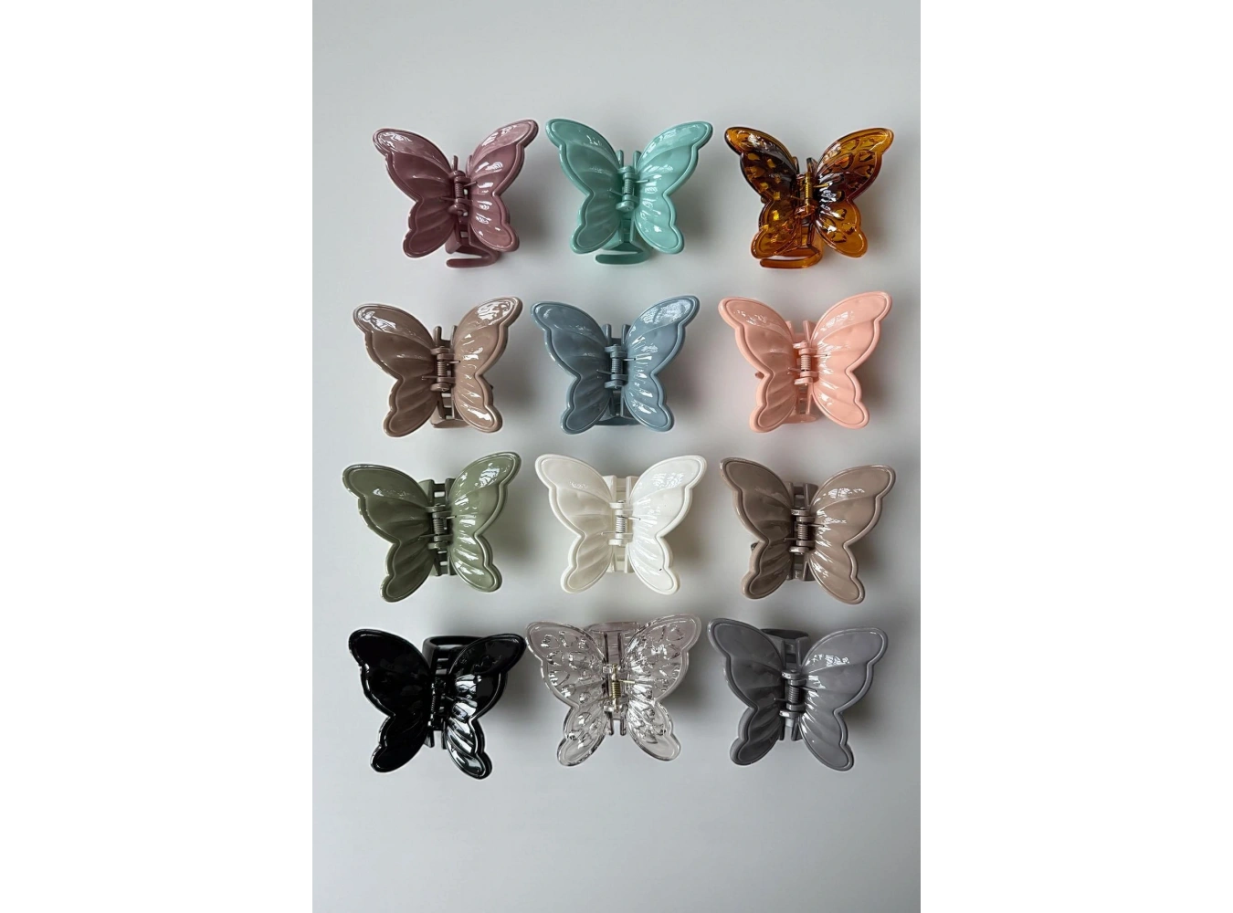 12li Karışık Renk Kelebek Figürlü Mandal Toka Set