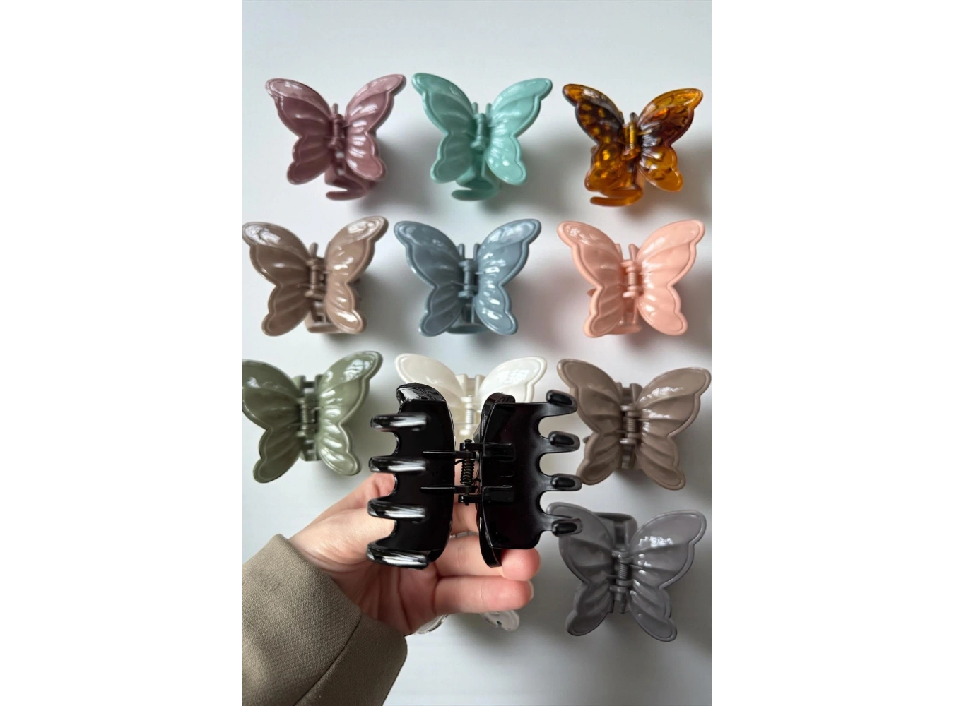 12li Karışık Renk Kelebek Figürlü Mandal Toka Set