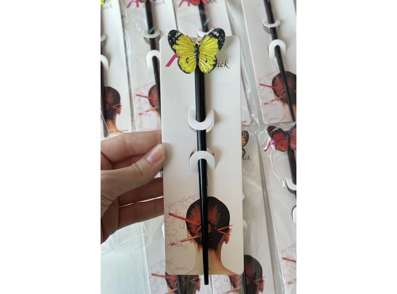 12li Karışık Renk Kelebek Figürlü Topuz Kalemi/ Tokası Set