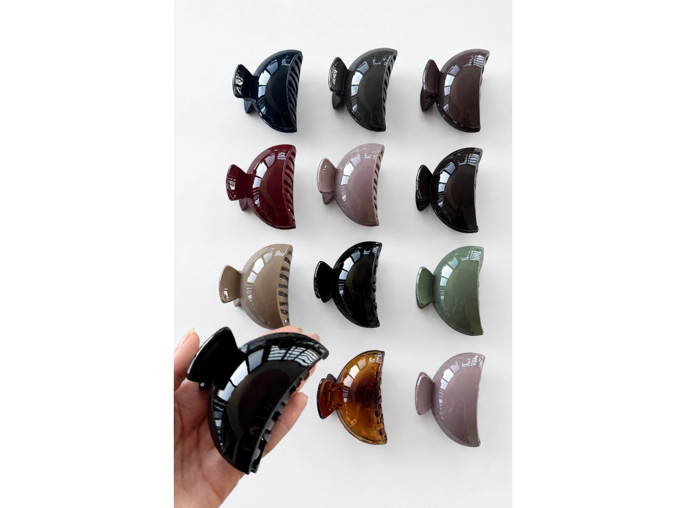 12li  Karışık Renk Kemik Mandal Toka Set