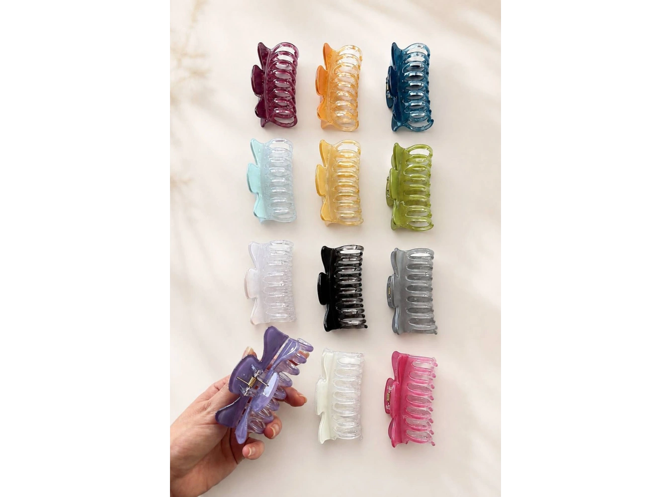 12li  Karışık Renk Kemik Mandal Toka Set