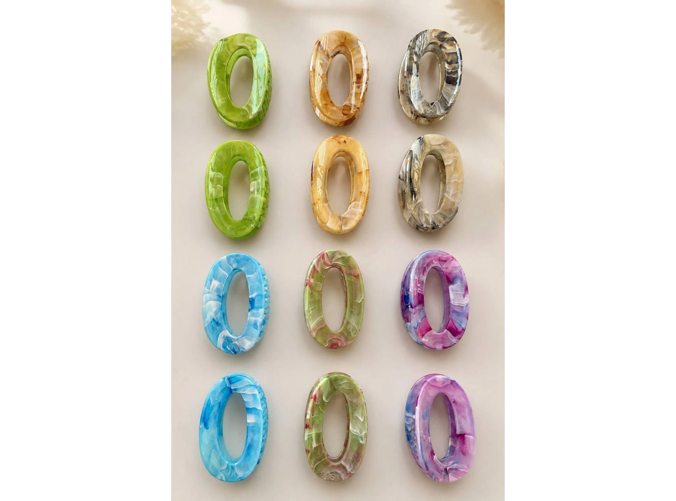 12li  Karışık Renk Kemik Mandal Toka Set