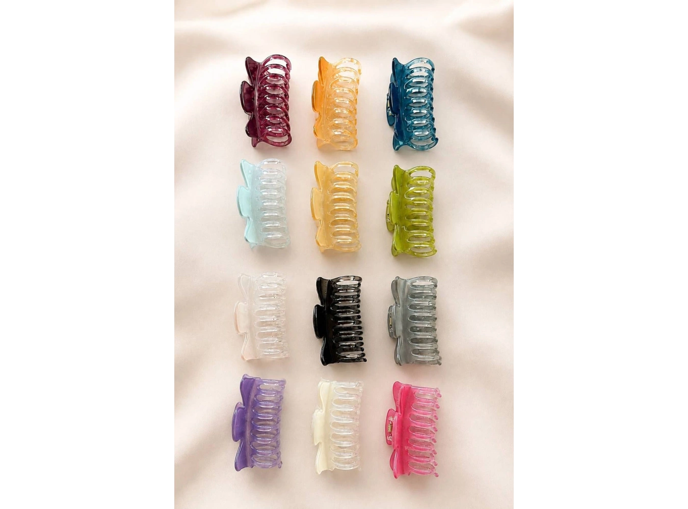 12li  Karışık Renk Kemik Mandal Toka Set