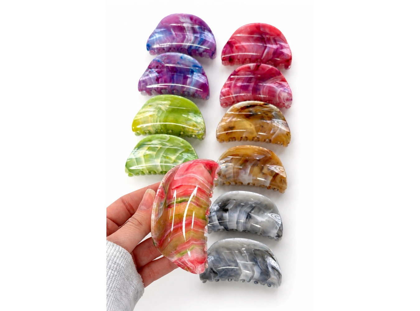 12li Karışık Renk Kemik Mandal Toka Set