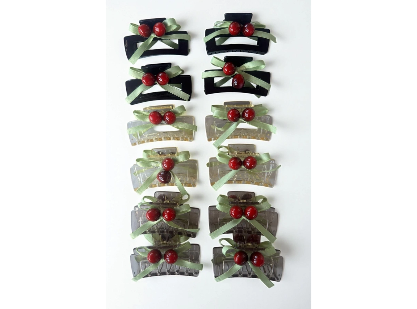 12li Karışık Renk Kiraz Figürlü Mandal Toka Set