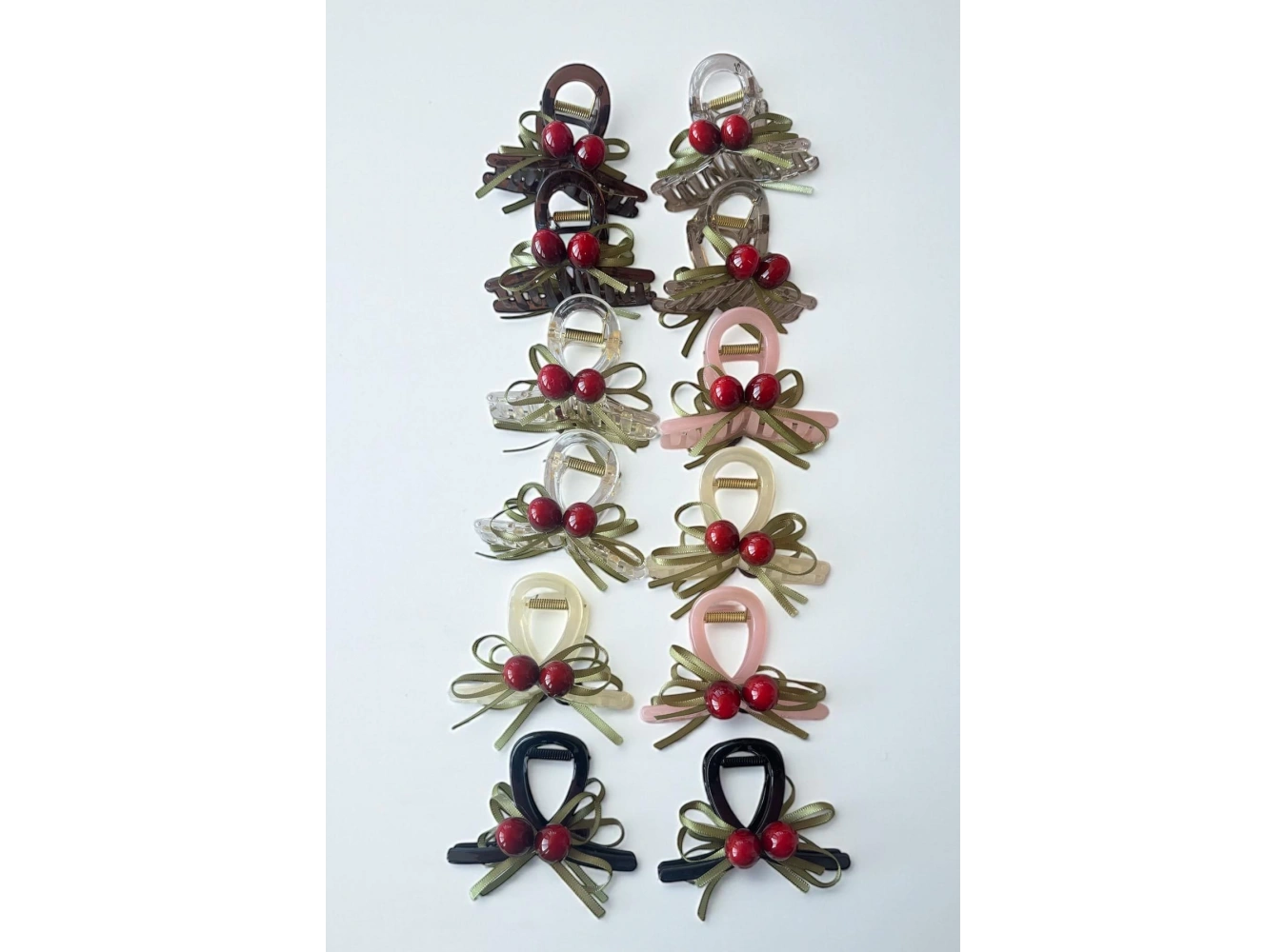 12li Karışık Renk Kiraz Figürlü Mandal Toka Set