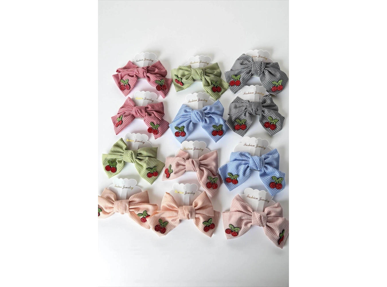 12li Karışık Renk Kiraz Figürlü Otomat Toka Set